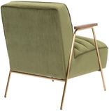 Woodford Modern Accent Chair with Channel Tufted Design, Wood Arms & Gold Legs for Stylish Living Spaces