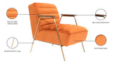 Woodford Modern Accent Chair with Channel Tufted Design, Wood Arms & Gold Legs for Stylish Living Spaces