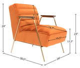 Woodford Modern Accent Chair with Channel Tufted Design, Wood Arms & Gold Legs for Stylish Living Spaces