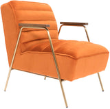 Woodford Modern Accent Chair with Channel Tufted Design, Wood Arms & Gold Legs for Stylish Living Spaces