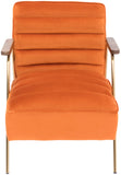 Woodford Modern Accent Chair with Channel Tufted Design, Wood Arms & Gold Legs for Stylish Living Spaces