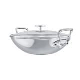 Mauviel M'COOK 5-Ply Wok With Rack, Two Cast Stainless Steel Handles, 12.6-In
