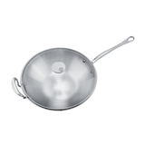 Mauviel M'COOK 5-Ply Wok With Rack, Cast Stainless Steel Long Handle, 5-Qt