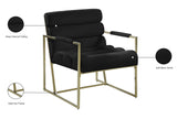 Wayne Velvet Accent Chair with Gold Iron Frame and Deep Channel Tufting for Contemporary Comfort