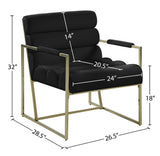 Wayne Velvet Accent Chair with Gold Iron Frame and Deep Channel Tufting for Contemporary Comfort