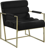 Wayne Velvet Accent Chair with Gold Iron Frame and Deep Channel Tufting for Contemporary Comfort