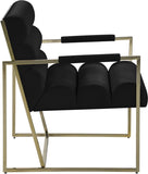 Wayne Velvet Accent Chair with Gold Iron Frame and Deep Channel Tufting for Contemporary Comfort