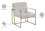 Wayne Velvet Accent Chair with Gold Iron Frame and Deep Channel Tufting for Contemporary Comfort