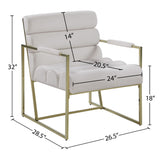Wayne Velvet Accent Chair with Gold Iron Frame and Deep Channel Tufting for Contemporary Comfort