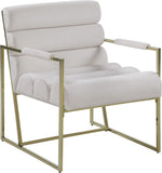Wayne Velvet Accent Chair with Gold Iron Frame and Deep Channel Tufting for Contemporary Comfort