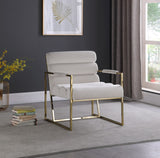 Wayne Velvet Accent Chair with Gold Iron Frame and Deep Channel Tufting for Contemporary Comfort