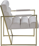 Wayne Velvet Accent Chair with Gold Iron Frame and Deep Channel Tufting for Contemporary Comfort