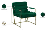 Wayne Velvet Accent Chair with Gold Iron Frame and Deep Channel Tufting for Contemporary Comfort