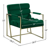 Wayne Velvet Accent Chair with Gold Iron Frame and Deep Channel Tufting for Contemporary Comfort