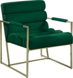 Wayne Velvet Accent Chair with Gold Iron Frame and Deep Channel Tufting for Contemporary Comfort