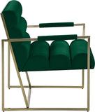 Wayne Velvet Accent Chair with Gold Iron Frame and Deep Channel Tufting for Contemporary Comfort