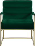 Wayne Velvet Accent Chair with Gold Iron Frame and Deep Channel Tufting for Contemporary Comfort