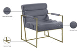 Wayne Velvet Accent Chair with Gold Iron Frame and Deep Channel Tufting for Contemporary Comfort