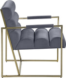 Wayne Velvet Accent Chair with Gold Iron Frame and Deep Channel Tufting for Contemporary Comfort