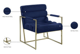 Wayne Velvet Accent Chair with Gold Iron Frame and Deep Channel Tufting for Contemporary Comfort