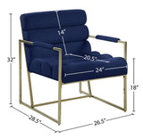 Wayne Velvet Accent Chair with Gold Iron Frame and Deep Channel Tufting for Contemporary Comfort