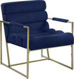 Wayne Velvet Accent Chair with Gold Iron Frame and Deep Channel Tufting for Contemporary Comfort