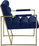 Wayne Velvet Accent Chair with Gold Iron Frame and Deep Channel Tufting for Contemporary Comfort