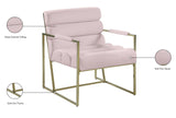 Wayne Velvet Accent Chair with Gold Iron Frame and Deep Channel Tufting for Contemporary Comfort
