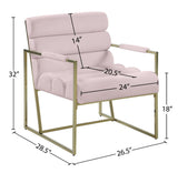 Wayne Velvet Accent Chair with Gold Iron Frame and Deep Channel Tufting for Contemporary Comfort