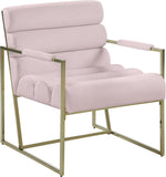 Wayne Velvet Accent Chair with Gold Iron Frame and Deep Channel Tufting for Contemporary Comfort