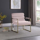 Wayne Velvet Accent Chair with Gold Iron Frame and Deep Channel Tufting for Contemporary Comfort