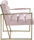 Wayne Velvet Accent Chair with Gold Iron Frame and Deep Channel Tufting for Contemporary Comfort