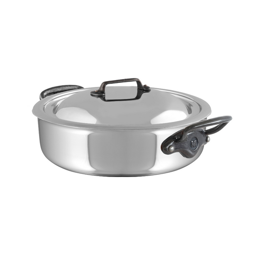 Mauviel M'COOK CI Rondeau/Braiser Pan With Lid, Cast Iron Handle, 3.2-Qt