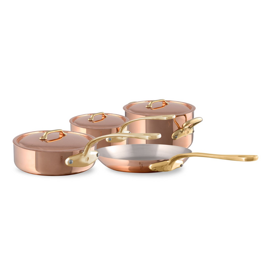 Mauviel M'Heritage 200 B 7-Piece Cookware Set With Brass Handles