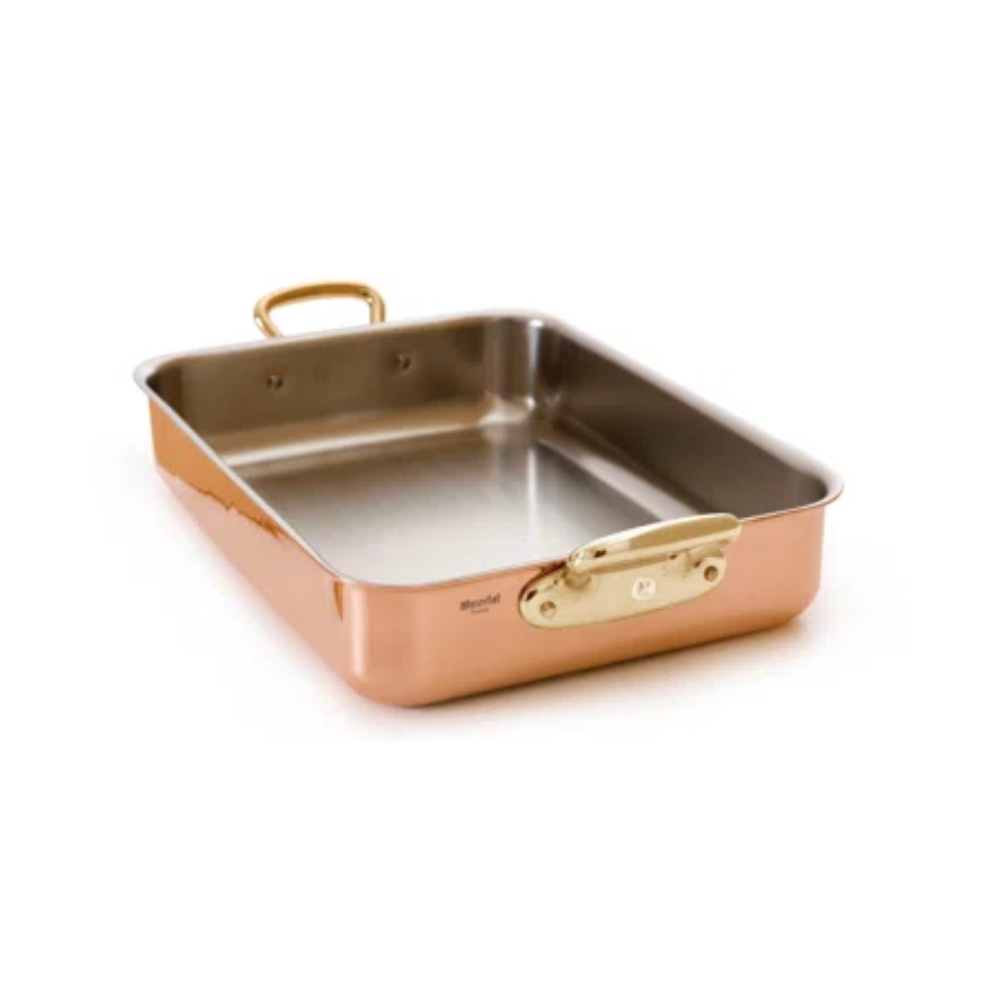 Mauviel M'TRIPLY B Polished Copper & Stainless Steel Roasting Pan With Brass Handles, 13.5 X 9.1-In