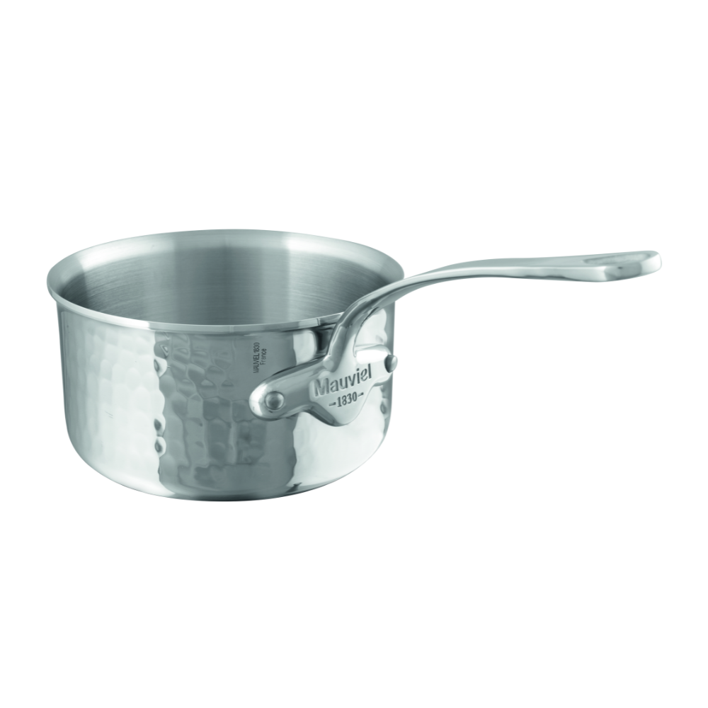 Mauviel M'ELITE Hammered Sauce Pan With Cast Stainless Steel Handle, 0.8-Qt