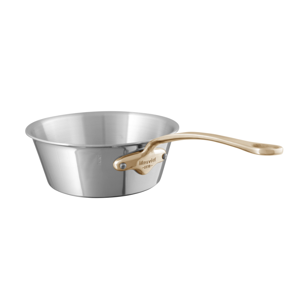 Mauviel M'COOK B 5-Ply Splayed Saute Pan With Brass Handle, 2-Qt