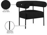 Blake Modern Accent Chair with Curved Back and Sturdy Matte Black Metal Frame for Stylish Living
