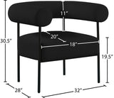 Blake Modern Accent Chair with Curved Back and Sturdy Matte Black Metal Frame for Stylish Living