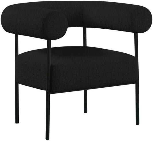 Blake Modern Accent Chair with Curved Back and Sturdy Matte Black Metal Frame for Stylish Living