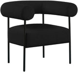 Blake Modern Accent Chair with Curved Back and Sturdy Matte Black Metal Frame for Stylish Living