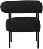 Blake Modern Accent Chair with Curved Back and Sturdy Matte Black Metal Frame for Stylish Living