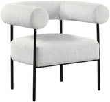 Blake Modern Accent Chair with Curved Back and Sturdy Matte Black Metal Frame for Stylish Living