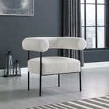 Blake Modern Accent Chair with Curved Back and Sturdy Matte Black Metal Frame for Stylish Living