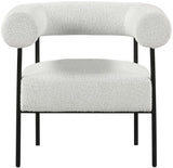 Blake Modern Accent Chair with Curved Back and Sturdy Matte Black Metal Frame for Stylish Living