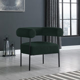 Blake Modern Accent Chair with Curved Back and Sturdy Matte Black Metal Frame for Stylish Living