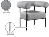 Blake Modern Accent Chair with Curved Back and Sturdy Matte Black Metal Frame for Stylish Living