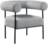 Blake Modern Accent Chair with Curved Back and Sturdy Matte Black Metal Frame for Stylish Living