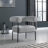 Blake Modern Accent Chair with Curved Back and Sturdy Matte Black Metal Frame for Stylish Living