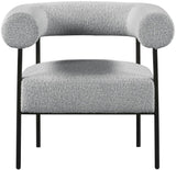 Blake Modern Accent Chair with Curved Back and Sturdy Matte Black Metal Frame for Stylish Living